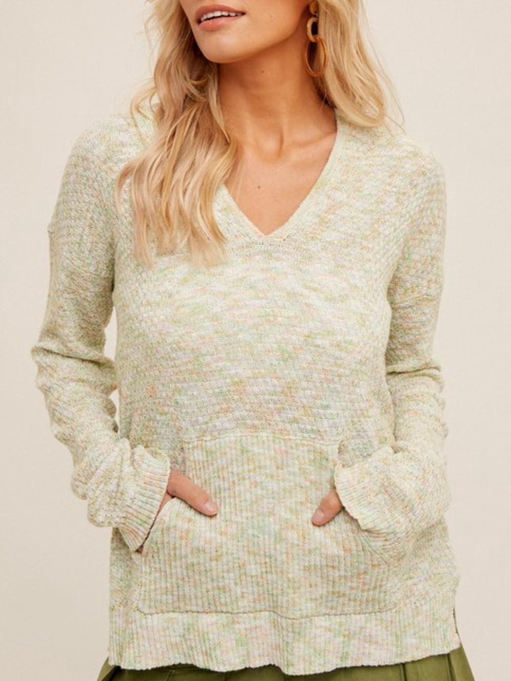 ☀️SALE☀️MIXED YARN V NECK LOOSE FIT SWEATER
HOODIE|LIME